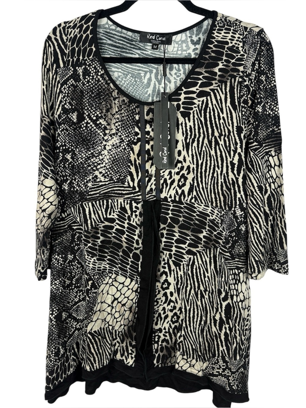 Red Coral Mixed Animal Print Tunic Top NWT Medium